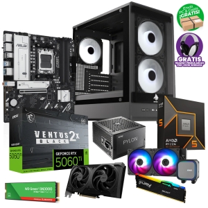 PC Gamer Ryzen 5 9600X, 16GB RAM 6000MT/s RGB, M.2 2TB, RTX 5060  Ti de 16GB, Case Eagle